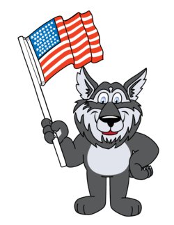 Wolf holding a flag